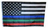 American Flag Thin Blue Green Red Line 3x5 Flag