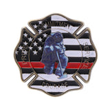 Thin Red Line Maltese Cross Fireman's Prayer Coin