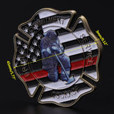 Thin Red Line Maltese Cross Fireman's Prayer Coin
