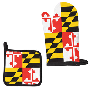 Maryland Flag Oven Mitt and Pot Holder Set