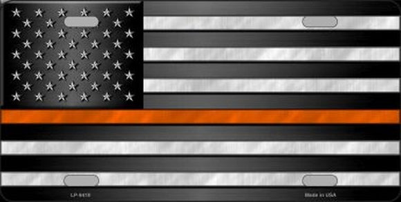 American Flag Thin Orange Line License Plate