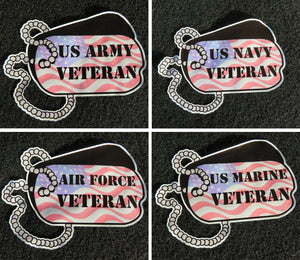 US Dog Tag Veteran Vinyl Decals Collage