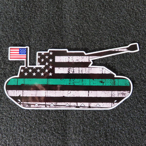 American Flag Thin Green Line Tank Vinyl Decal 1