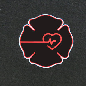 Firefighter Maltese Cross Thin Red Line Heart Vinyl Decal 1
