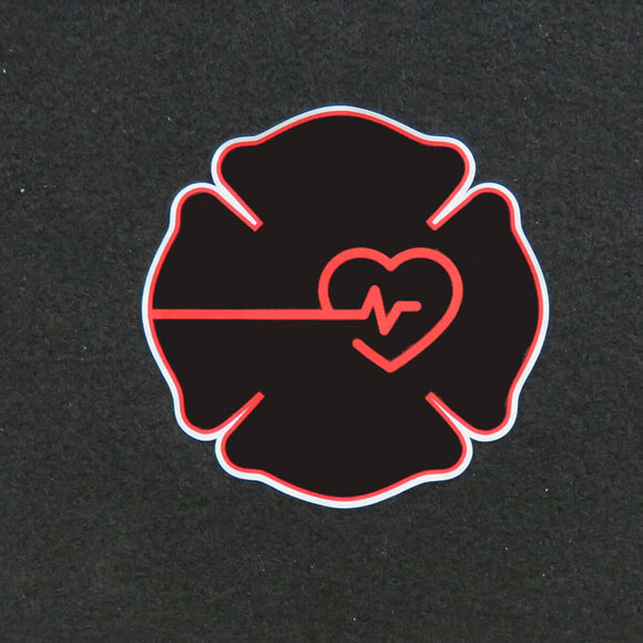 Firefighter Maltese Cross Thin Red Line Heart Vinyl Decal 1
