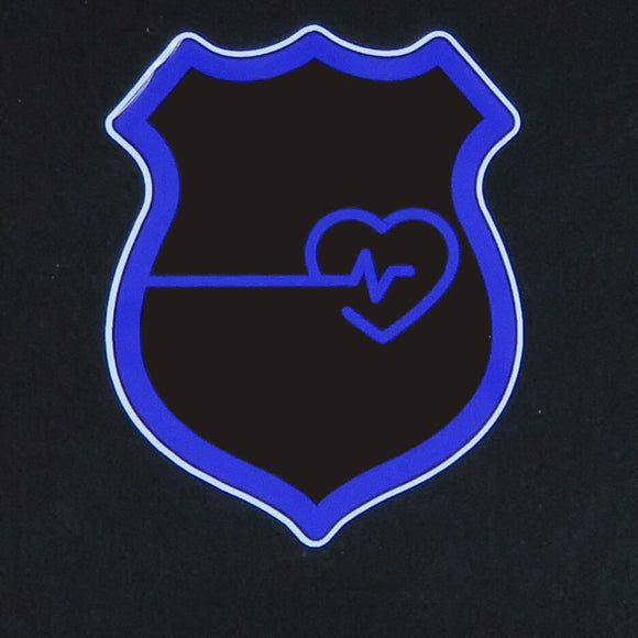 Police Badge Thin Blue Line Heart Vinyl Decal 1