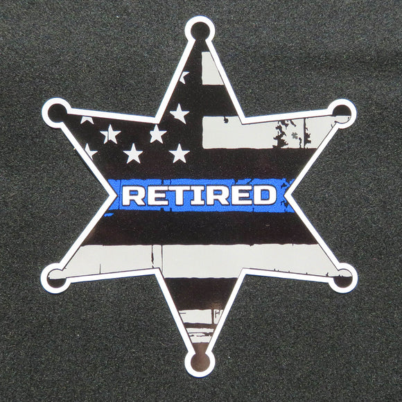 Police Sheriffs Badge Thin Blue Line Retired Vinyl Decal