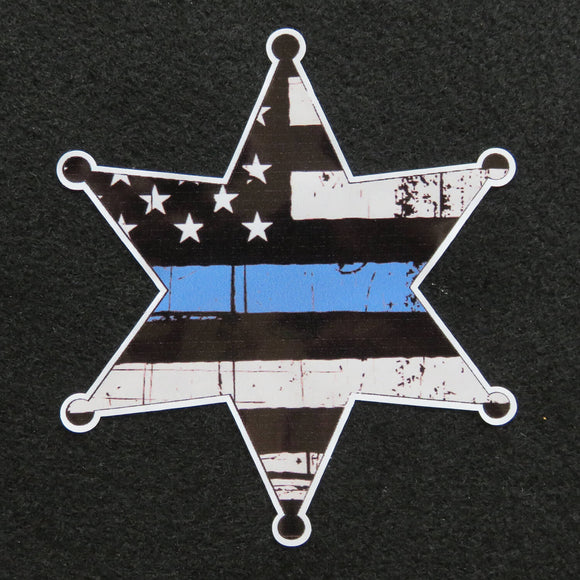 Police Sheriffs Badge Thin Blue Line Vinyl Decal 1