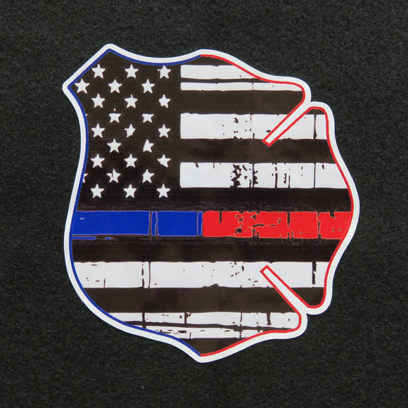 Thin Blue Red Line Police Fire Mashup Vinyl Decal 1