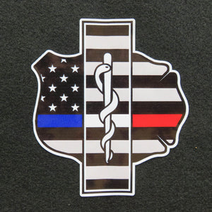 Thin Blue White Red Line Police EMT Fire Mashup Vinyl Decal 1