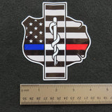 Thin Blue White Red Line Police EMT Fire Mashup Vinyl Decal 2