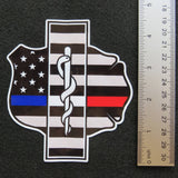 Thin Blue White Red Line Police EMT Fire Mashup Vinyl Decal 3