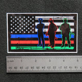 American Flag Thin Blue Red Green Line Silhouette Vinyl Decal 2