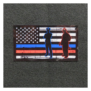 American Flag Thin Blue Red Line Silhouette Vinyl Decal 1
