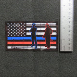 American Flag Thin Blue Red Line Silhouette Vinyl Decal 3