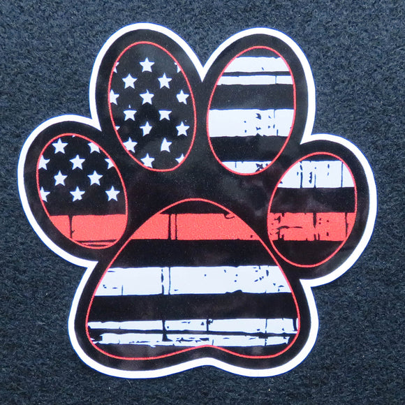 Thin Red Line Paw Print Vinyl Decal 1