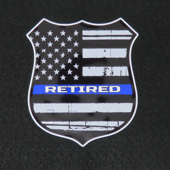 Thin Blue Line Police Badge Retired Vinyl Decal 1