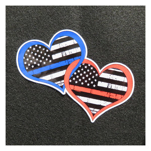 Two Hearts Linked Thin Blue Line Thin Red Line Vinyl Decal 1
