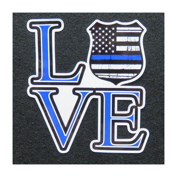 Thin Blue Line LOVE Police Badge Vinyl Decal 1