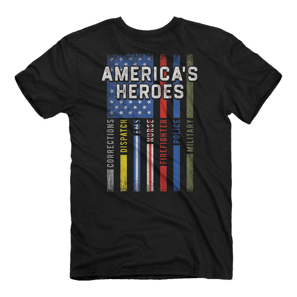 America's Heroes Multicolor Line T-Shirt - Back