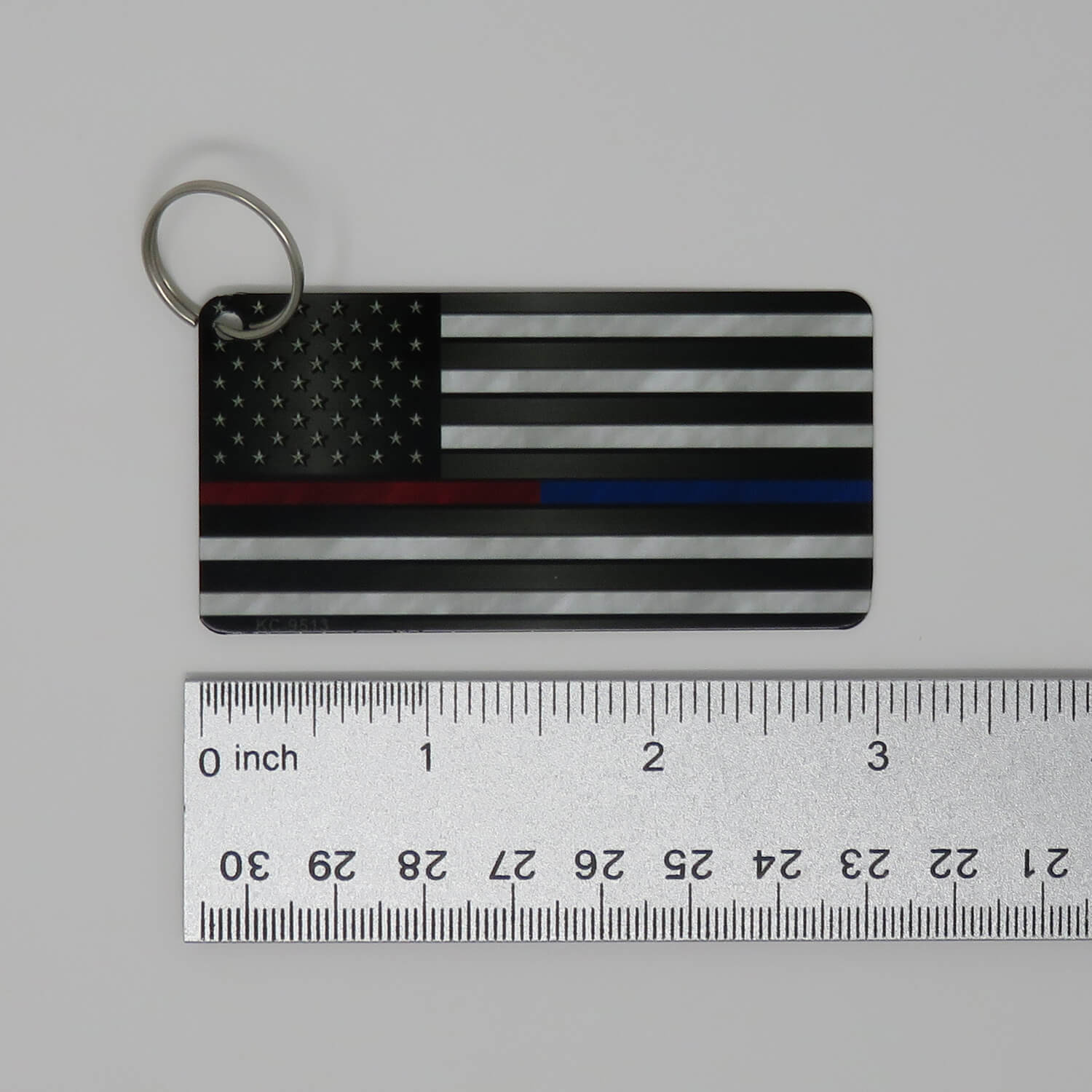 Thin Blue Line American Flag Keychain - PVC-TBL-KEY