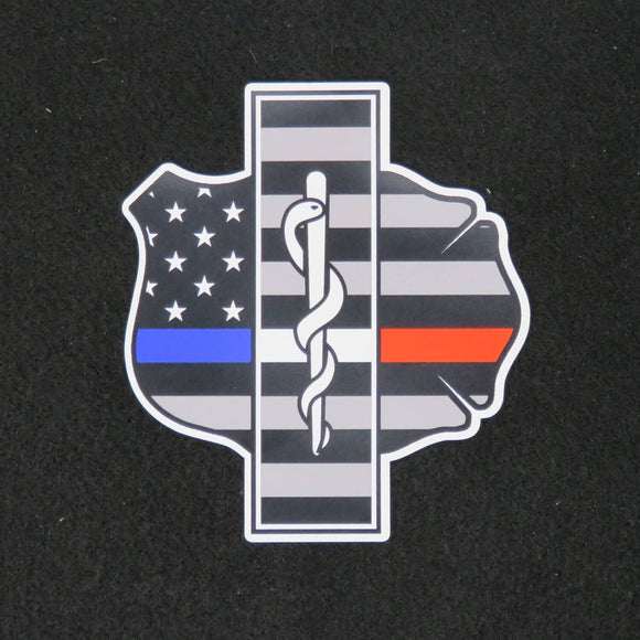 Thin Blue Line & Thin Red Line Respect Flag Vinyl Decal – 2.5" X 1.5" – Made In USA