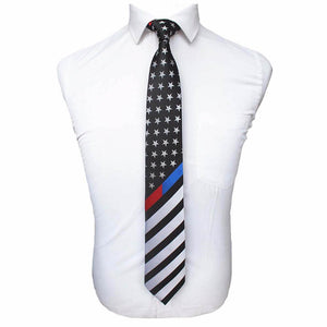 Thin Red Line Thin Blue Line American Flag Necktie